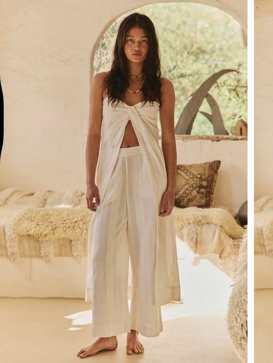 Free People Dresses & Skirts - EUC Free People Banita Top Strapless Cream Medium Linen Cotton Boho Festival